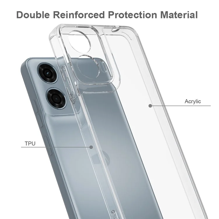 For Motorola Moto G24 Power Clear Case Anti-Scratch TPU+Acrylic Back Phone Cover