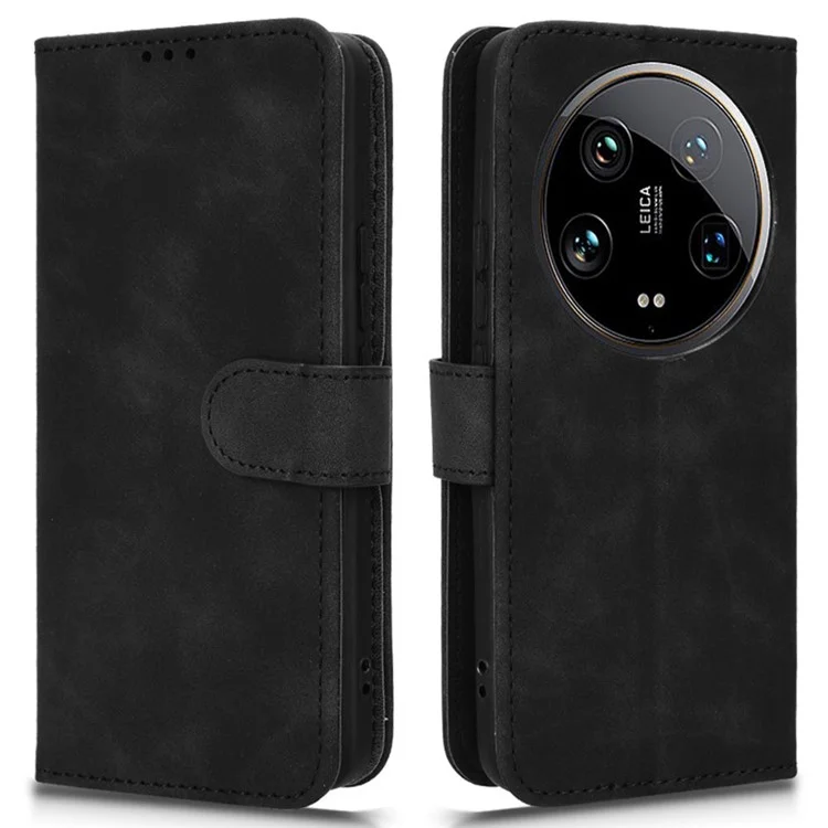 For Xiaomi 14 Ultra Case Magnetic PU Leather Phone Protective Shell Card Slots Wallet Phone Cover - Black
