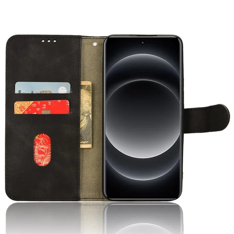 For Xiaomi 14 Ultra Case Magnetic PU Leather Phone Protective Shell Card Slots Wallet Phone Cover - Black