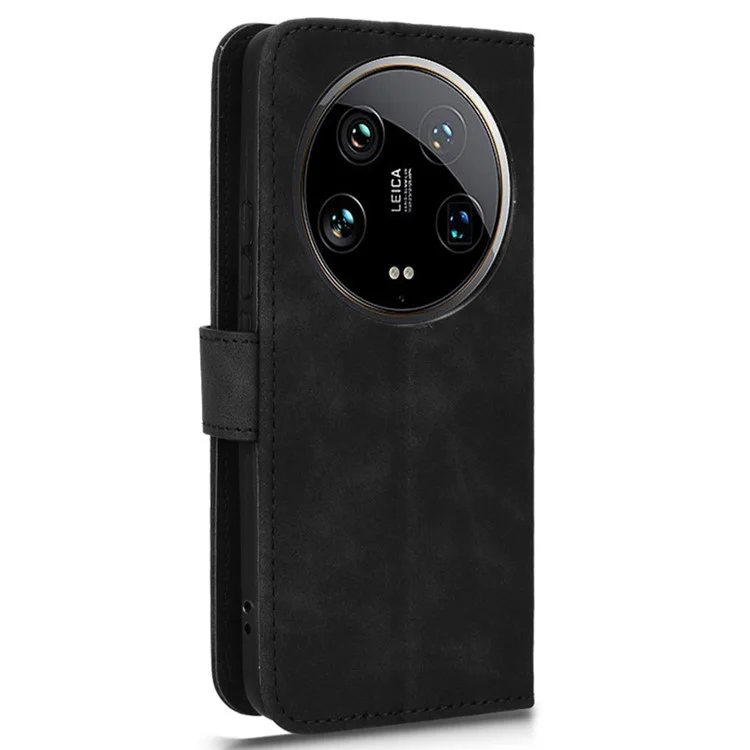For Xiaomi 14 Ultra Case Magnetic PU Leather Phone Protective Shell Card Slots Wallet Phone Cover - Black