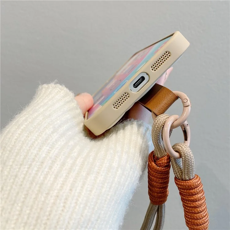 Funda para iPhone 15 Pro Diseño de chaqueta acolchada con oso lindo - Blanco