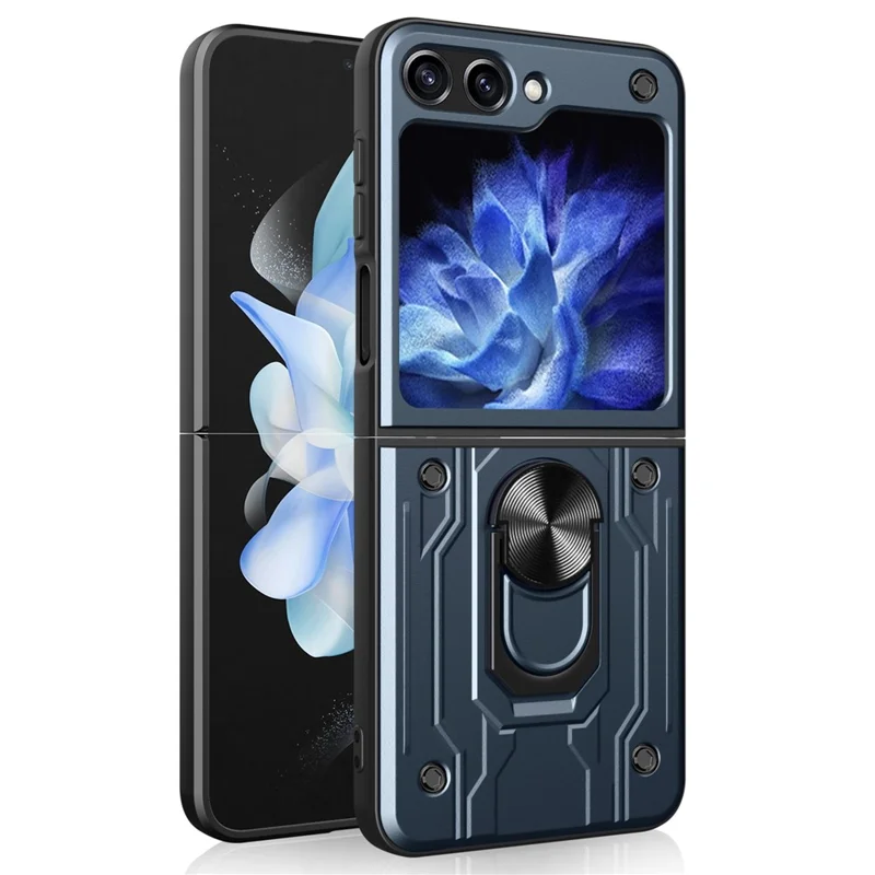 For Samsung Galaxy Z Flip7 FE 5G / Z Flip6 5G Case PC+TPU Kickstand Magnetic Car Mount Phone Cover - Titanium Grey