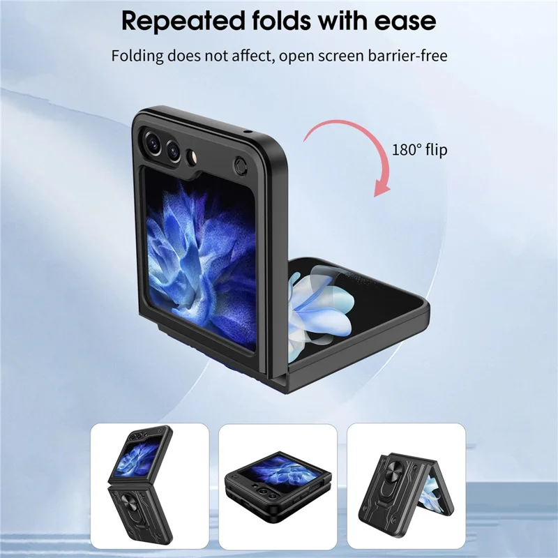 For Samsung Galaxy Z Flip7 FE 5G / Z Flip6 5G Case PC+TPU Kickstand Magnetic Car Mount Phone Cover - Titanium Grey