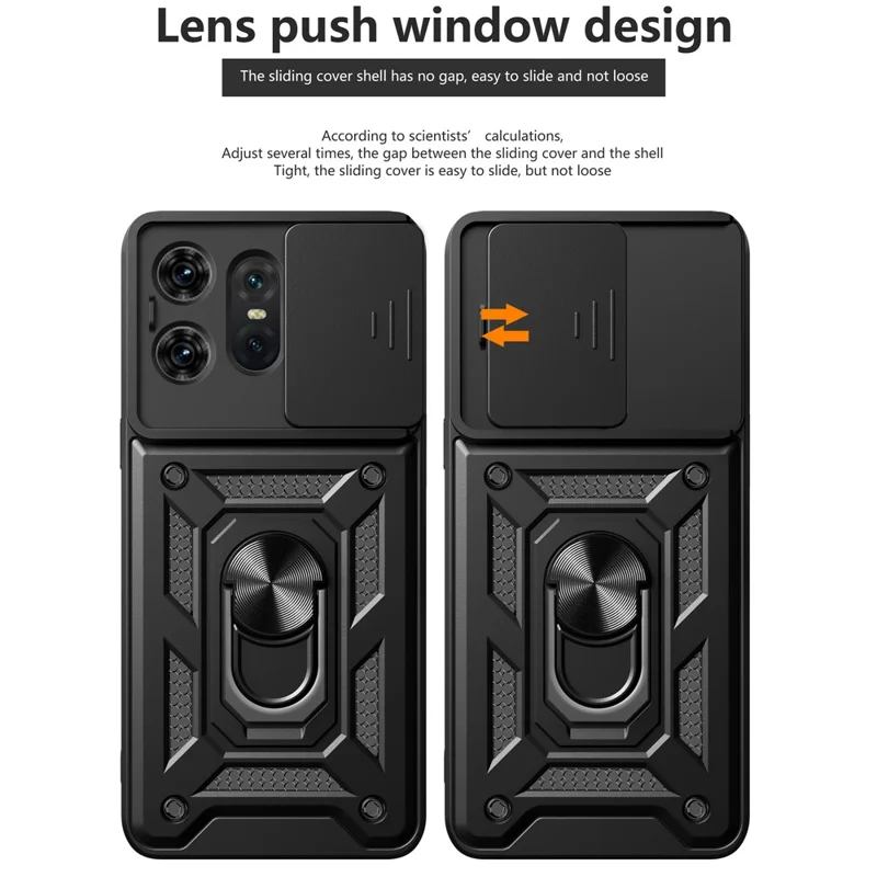 For Motorola Edge 50 Pro 5G Case PC+TPU Back Cover with Lens Protector + Kickstand - Blue