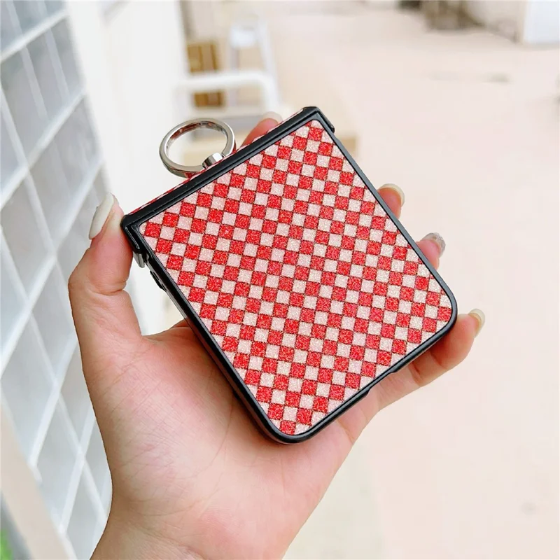 For Samsung Galaxy Z Flip5 5G Hard PC Case Ring Kickstand Phone Protective Cover - Red