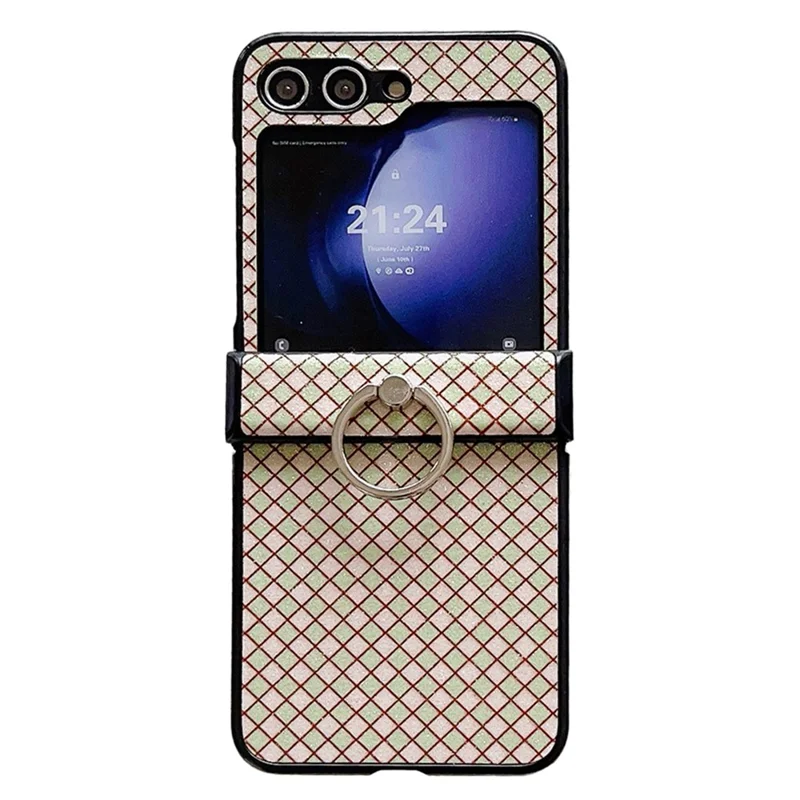 For Samsung Galaxy Z Flip5 5G Hard PC Case Ring Kickstand Phone Protective Cover - Green