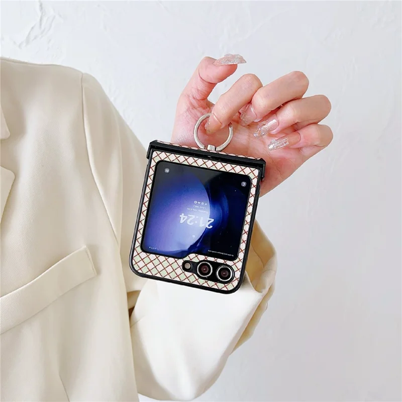 For Samsung Galaxy Z Flip5 5G Hard PC Case Ring Kickstand Phone Protective Cover - Green