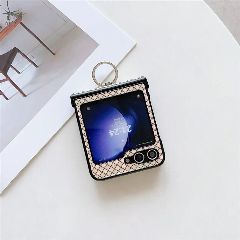 For Samsung Galaxy Z Flip5 5G Hard PC Case Ring Kickstand Phone Protective Cover - Green