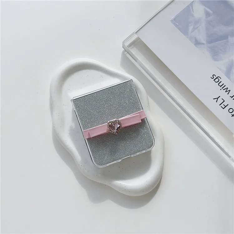 Für Samsung Galaxy Z Flip5 5G Glitzerndes Puder Handy-Case P Handyhülle mit süßer Schleife - Pink