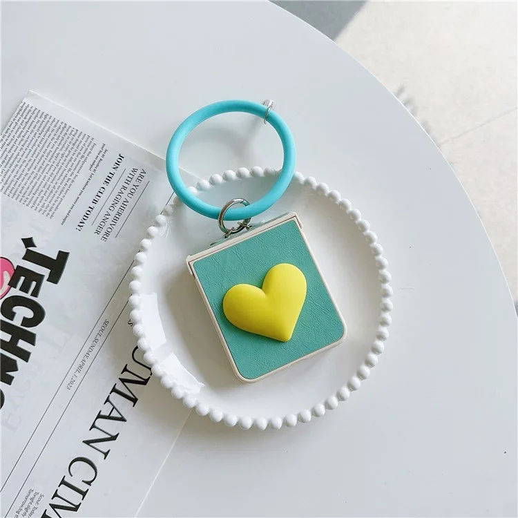 For Samsung Galaxy Z Flip5 5G Cover PU Leather+PC Phone Protective Case with Round Wristband Crazy Horse Texture - Baby Blue