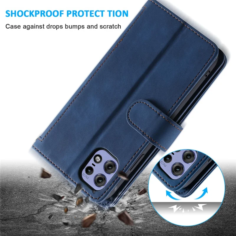 For Motorola Edge 50 Pro 5G Case 9 Card Slots Leather Wallet Phone Cover with Zipper Pocket - Blue