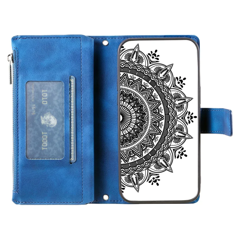 006 For Honor 200 Lite Case Zipper Wallet PU Leather Mandala Flower Phone Cover - Blue