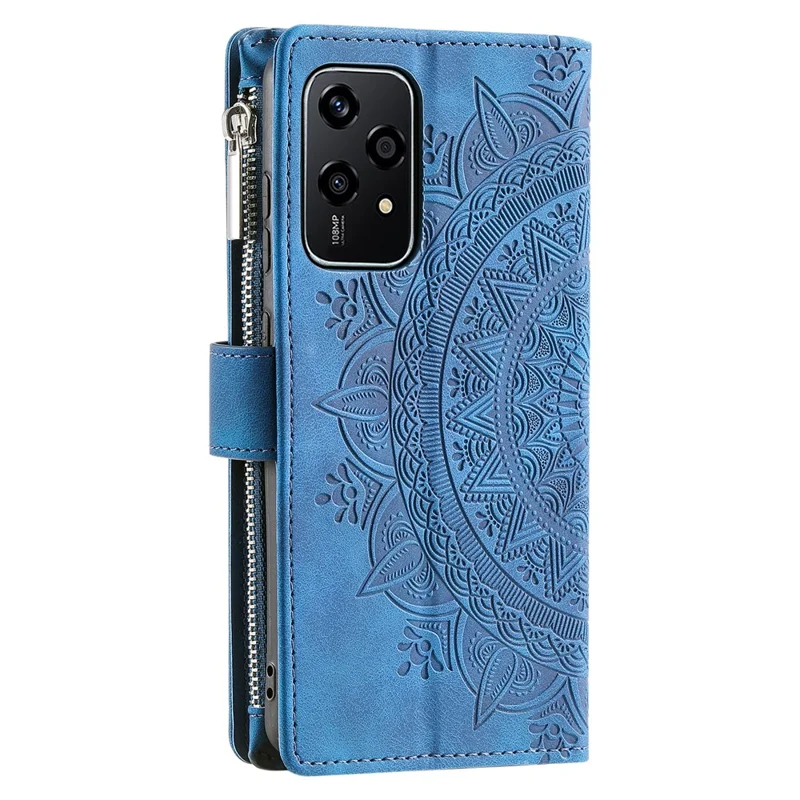 006 For Honor 200 Lite Case Zipper Wallet PU Leather Mandala Flower Phone Cover - Blue