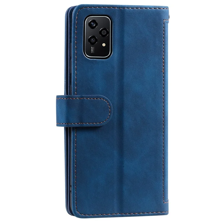 Para Honor 200 Lite Case Zipper Pocket Leather Wallet Phone Cover com 9 Card Slots - Azul
