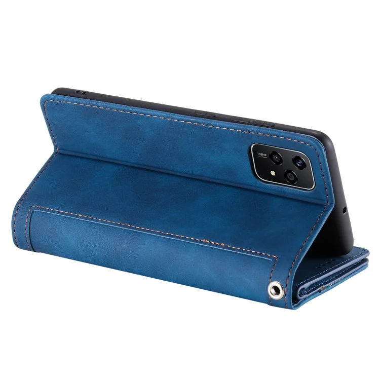 Para Honor 200 Lite Case Zipper Pocket Leather Wallet Phone Cover com 9 Card Slots - Azul