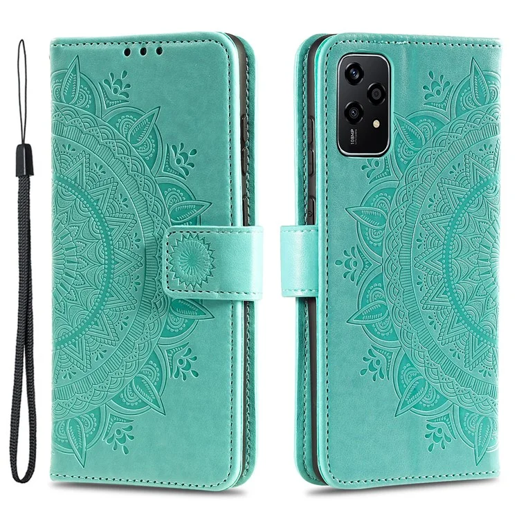 For Honor 200 Lite Case Flip Shockproof Leather Totem Wallet Phone Cover - Green