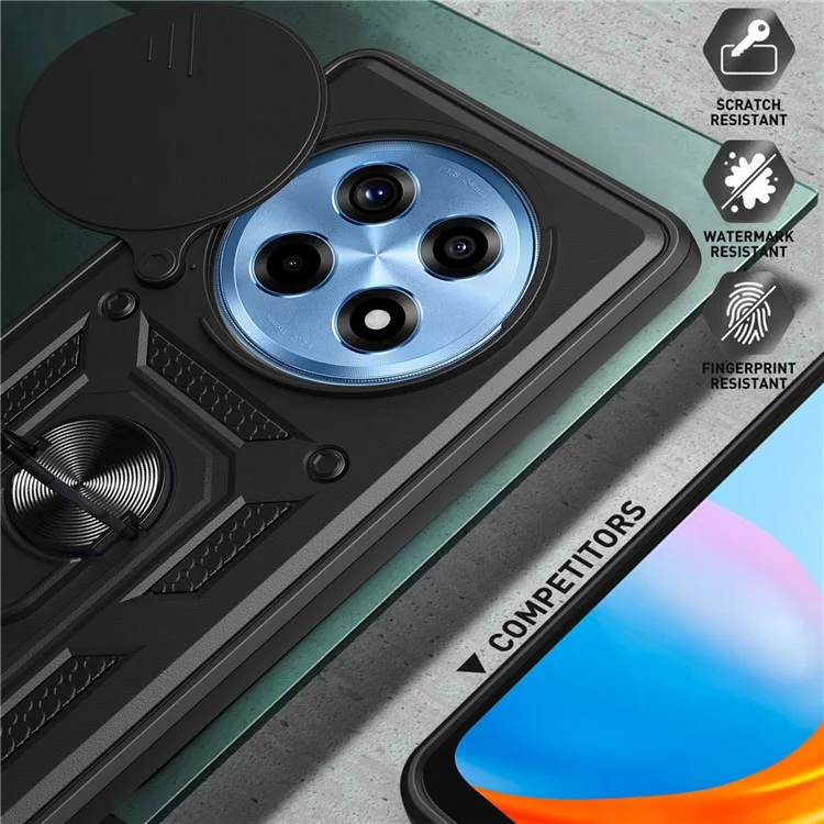 For OnePlus Ace 3 5G / 12R 5G Case Slide Camera Lens Protection PC+TPU Phone Cover - Black