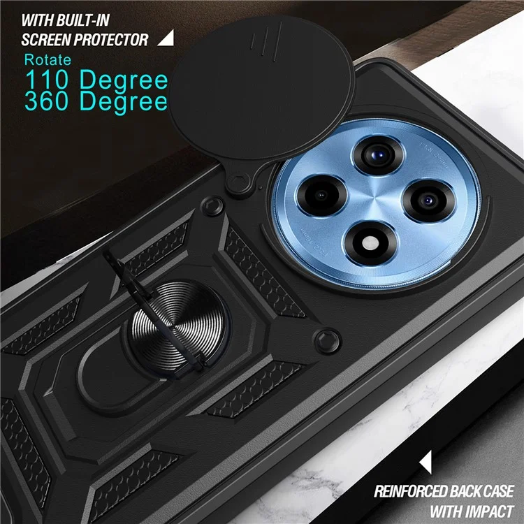 For OnePlus Ace 3 5G / 12R 5G Case Slide Camera Lens Protection PC+TPU Phone Cover - Black