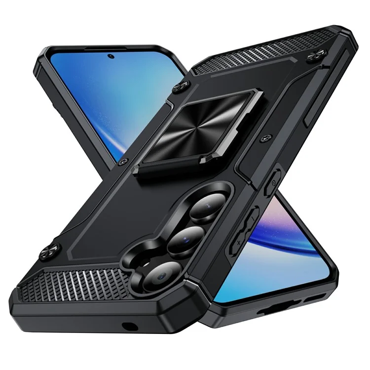 Compra a Granel para o Samsung Galaxy A35 5G Case Ring Kickstand PC+TPU Armor Shockproof Phone Cover - Preto