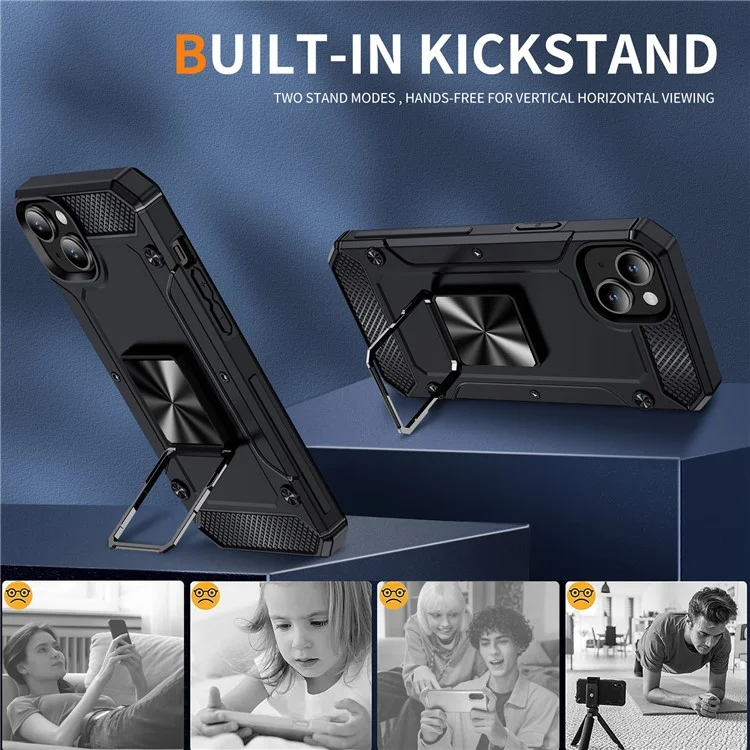 Großeinkauf für iPhone 15 Case Military Grade TPU+PC Stoßfestes Rüstung Handyhülle - Schwarz