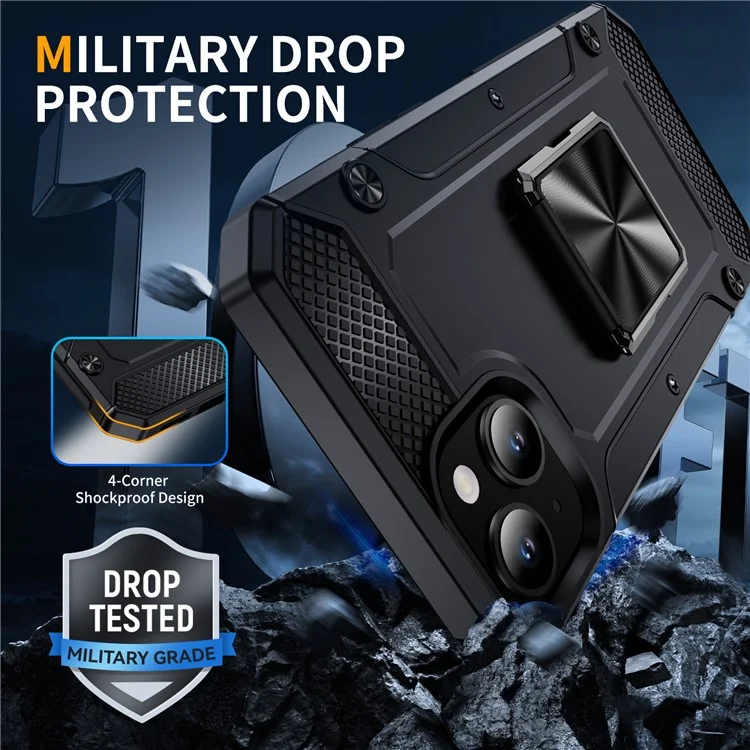Großeinkauf für iPhone 15 Case Military Grade TPU+PC Stoßfestes Rüstung Handyhülle - Schwarz