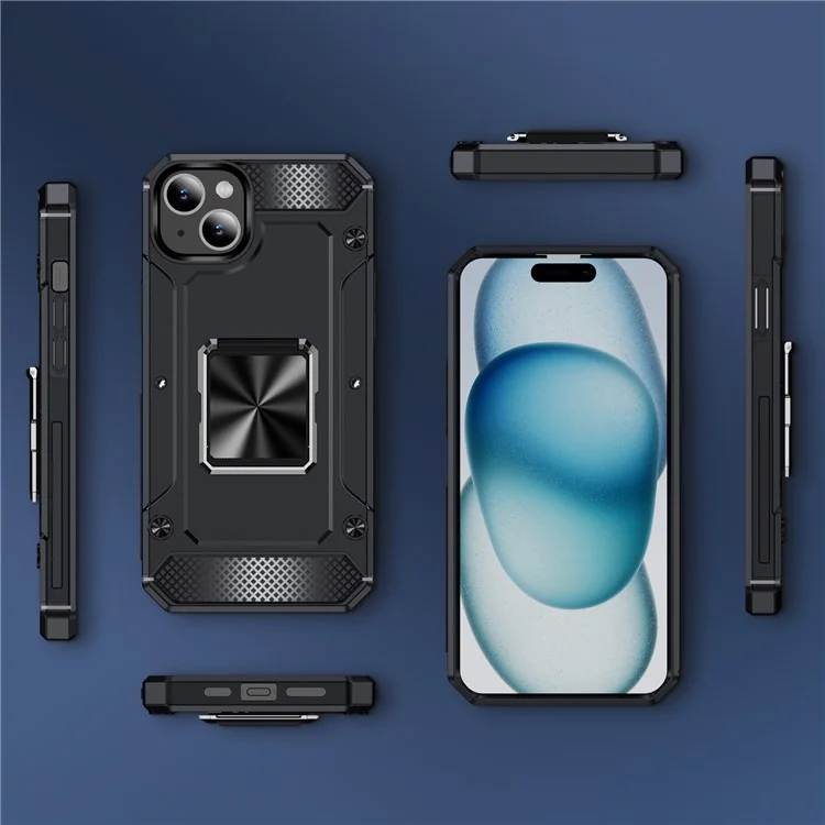 Großeinkauf für iPhone 15 Case Military Grade TPU+PC Stoßfestes Rüstung Handyhülle - Schwarz