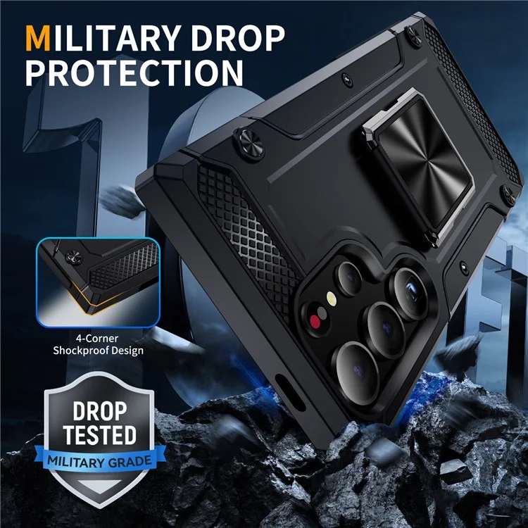 Großpackung für Samsung Galaxy S24 Ultra Case Military Grade Schutzhülle TPU+PC Handyhülle - Schwarz