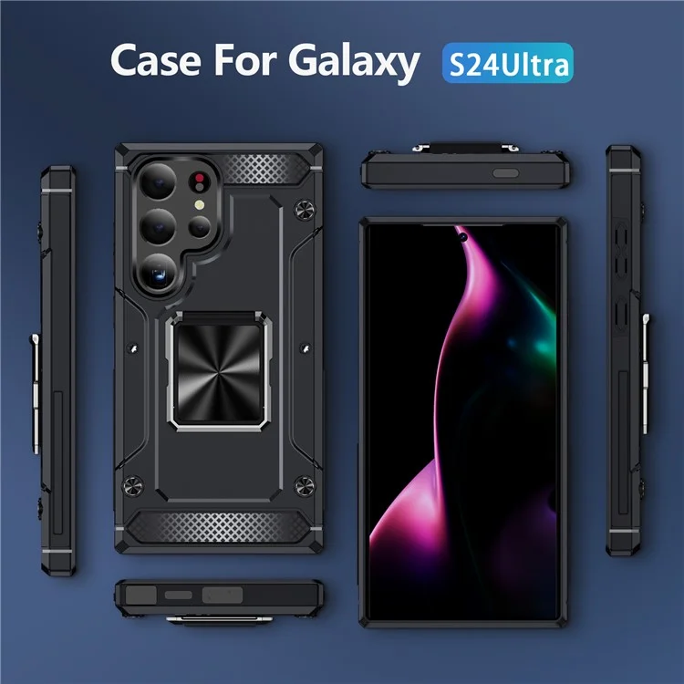 Großpackung für Samsung Galaxy S24 Ultra Case Military Grade Schutzhülle TPU+PC Handyhülle - Schwarz