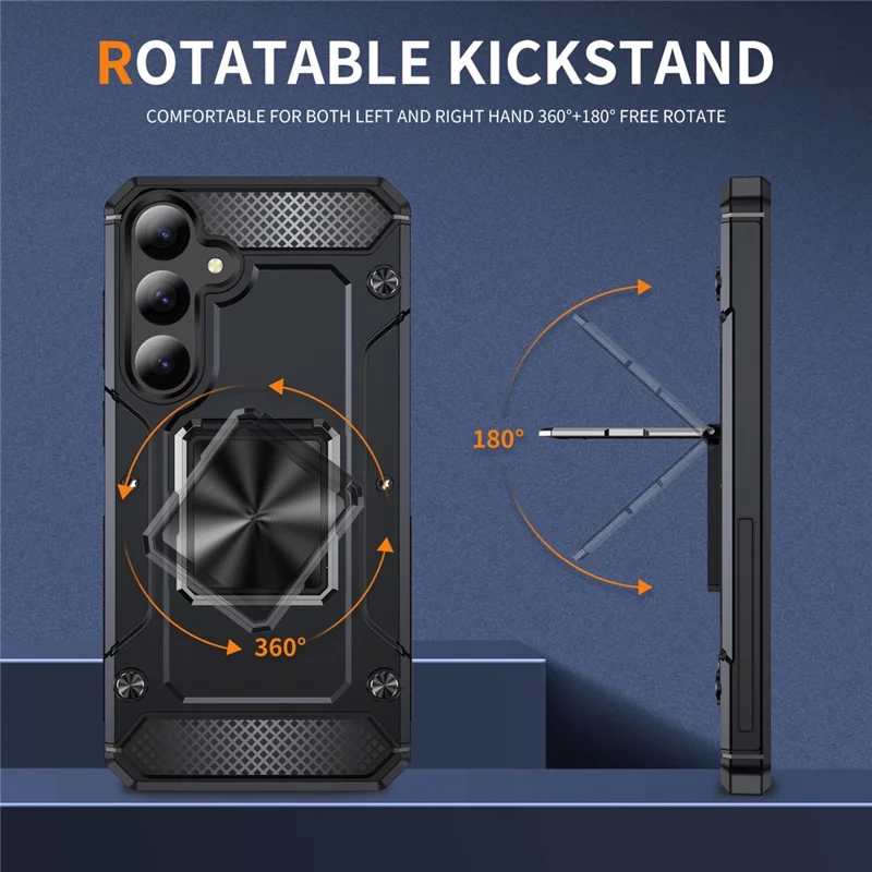 Bulk Purchasing For Samsung Galaxy S24+ Case Ring Kickstand PC+TPU Anti-Drop Phone Cover - Black