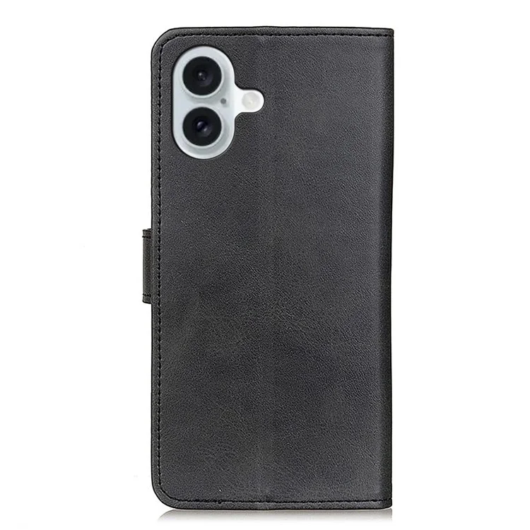 For iPhone 16 Plus Case Card Slots Wallet Cowhide Texture Leather Flip Phone Cover - Black