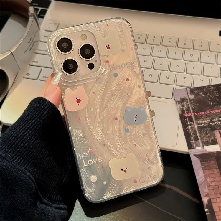 Coque pour iPhone 14 Pro Motif Ours Impression Douce TPU Housse de Téléphone