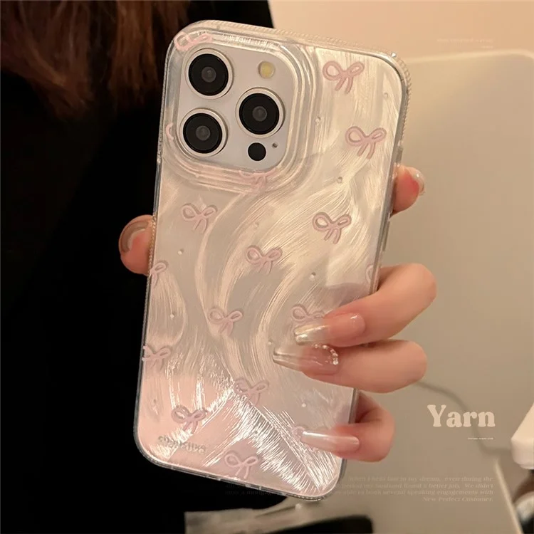 Für iPhone 14 Pro Max Hülle Pink Bow Printing Flexible TPU Handyhülle