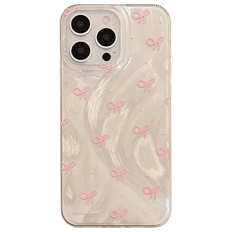 For iPhone 15 Pro Max Case Bow Pattern Aesthetic TPU Phone Cover