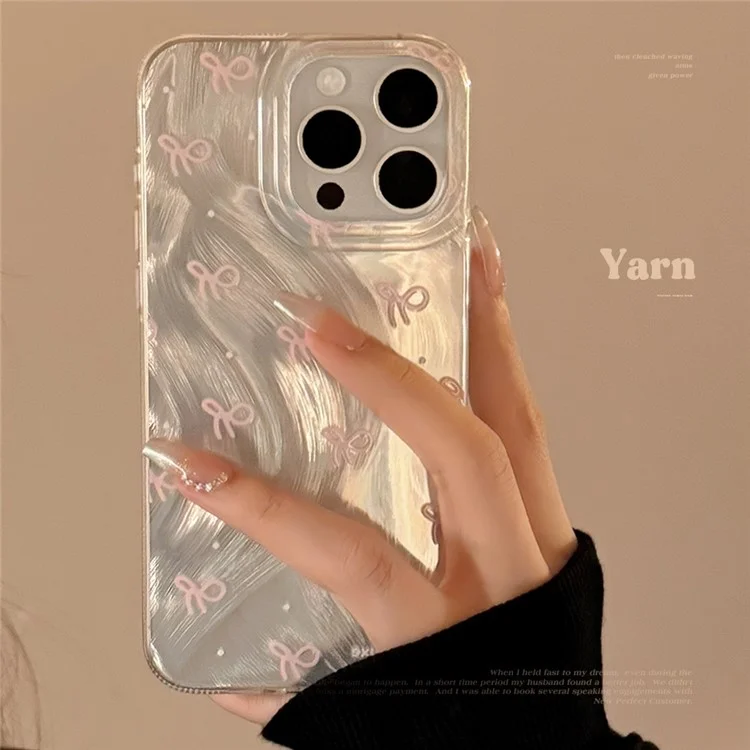 For iPhone 15 Pro Max Case Bow Pattern Aesthetic TPU Phone Cover