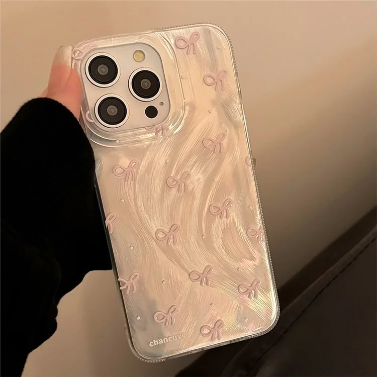 For iPhone 15 Pro Max Case Bow Pattern Aesthetic TPU Phone Cover