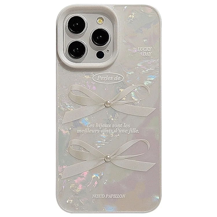 For iPhone 14 Pro Max Case with Pearl Decor Seashell Pattern Soft TPU Phone Cover - Rubberized