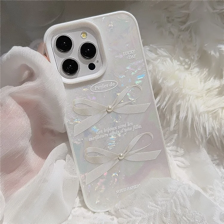 For iPhone 14 Pro Max Case with Pearl Decor Seashell Pattern Soft TPU Phone Cover - Rubberized