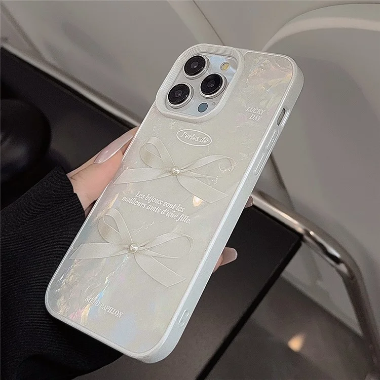 For iPhone 14 Pro Max Case with Pearl Decor Seashell Pattern Soft TPU Phone Cover - Rubberized