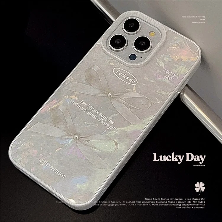 For iPhone 14 Pro TPU Case Seashell Pattern Pearl Decor Protective Phone Cover - Rubberized