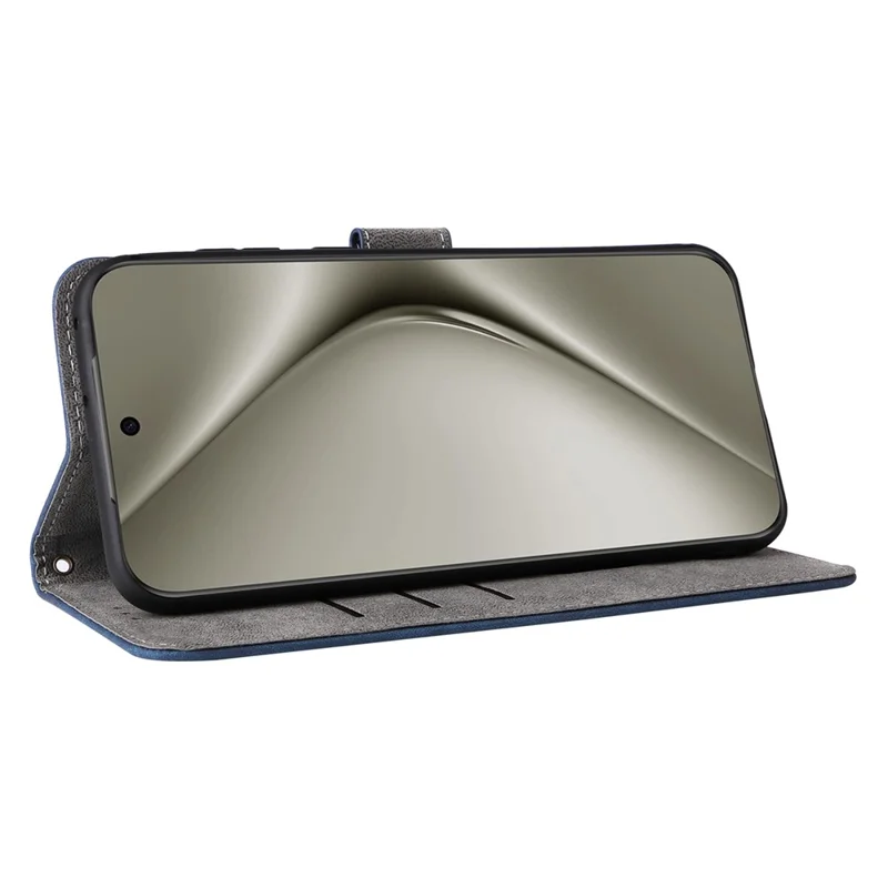 For Huawei Pura 70 Wallet Case RFID Blocking Leather Phone Cover with Strap - Blue