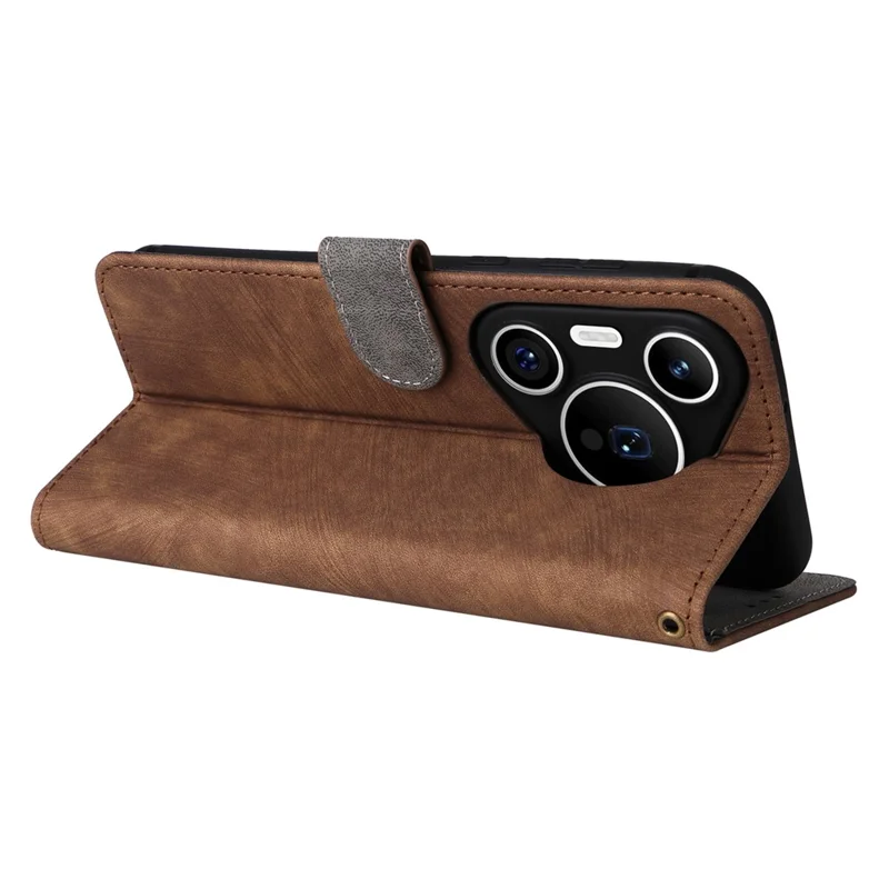 For Huawei Pura 70 Pro / Pura 70 Pro+ Case RFID Blocking Shockproof PU Leather Phone Cover - Brown