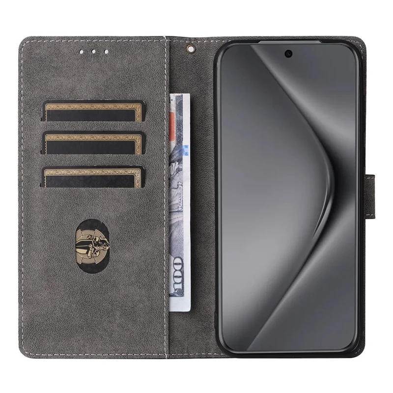 Für Huawei Pura 70 Ultra Hülle mit Handschlaufe RFID-blockierendes Geldbörsen-Ledercover - Schwarz