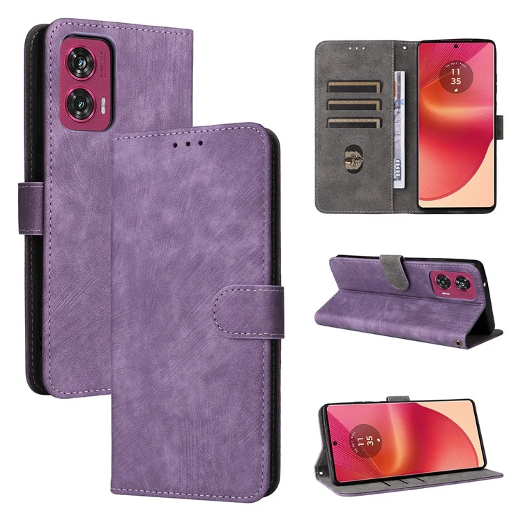 Pour Motorola Edge 50 Fusion 5G, étui antichoc RFID Blocking, étui en cuir PU - Violet