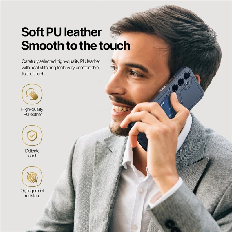 DUX DUCIS Rafi II Serie für Samsung Galaxy A15 4G / A15 5G Hülle RFID-Blockierung PU+TPU Rückseite Handyhülle - Blau