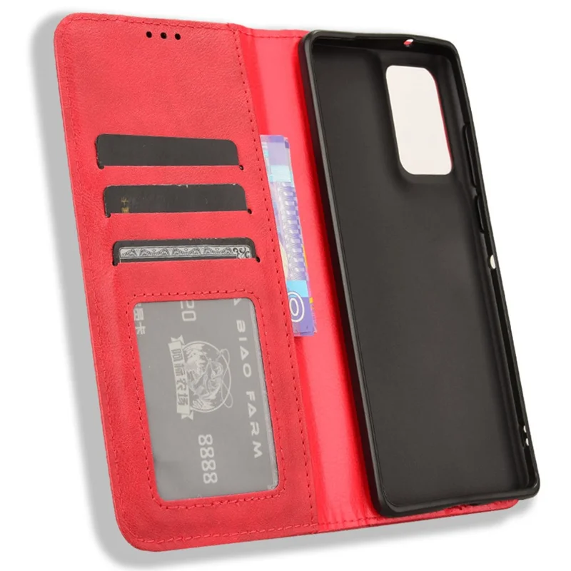 For Motorola Edge 50 Fusion 5G Case Stand Wallet Retro Leather Phone Cover - Red