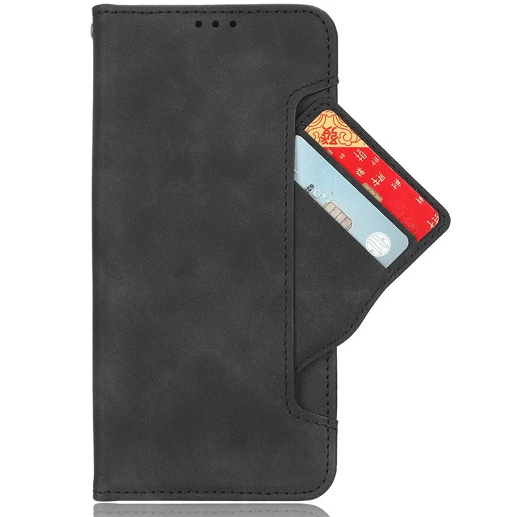 Für Motorola Edge 50 Fusion 5G Hülle mit mehreren Kartenfächern, Leder-Flip-Handyhülle - Schwarz