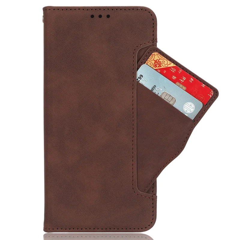 For Motorola Edge 50 Fusion 5G Case Multiple Card Holders Leather Flip Phone Cover - Brown