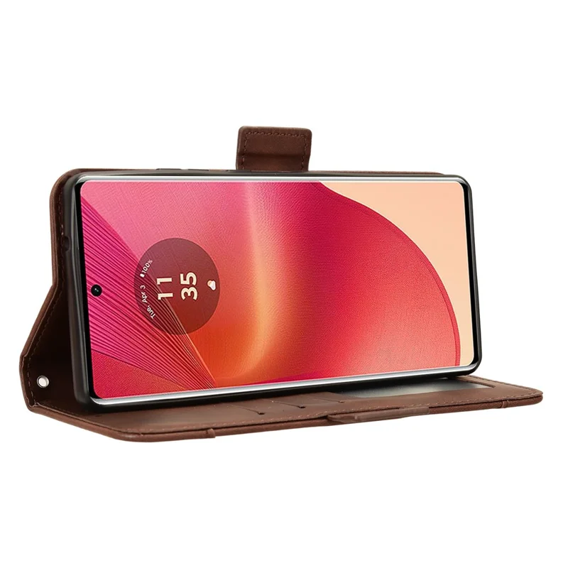 For Motorola Edge 50 Fusion 5G Case Multiple Card Holders Leather Flip Phone Cover - Brown