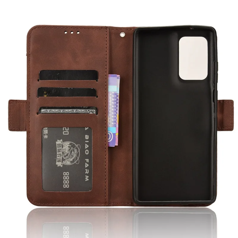 For Motorola Edge 50 Fusion 5G Case Multiple Card Holders Leather Flip Phone Cover - Brown