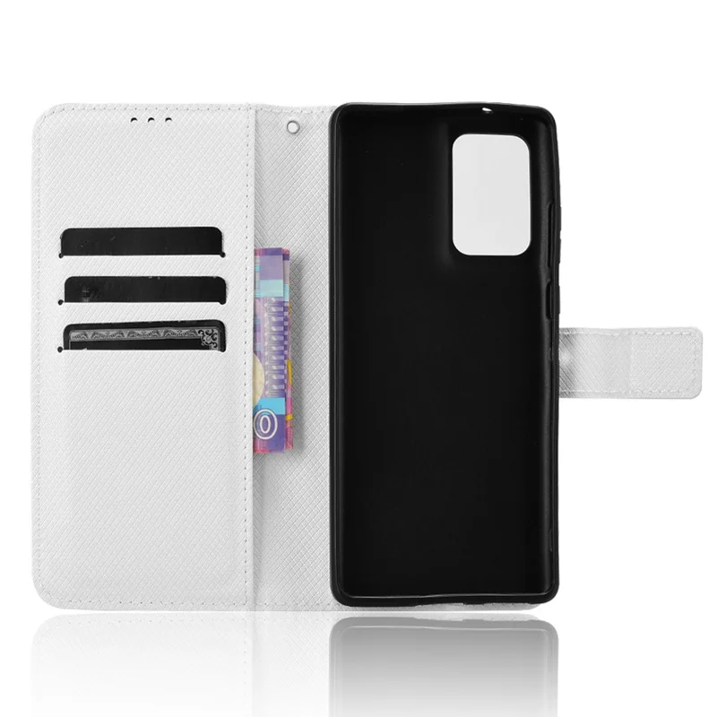 For Motorola Edge 50 Fusion 5G Case Flip Wallet Diamond Texture PU Leather Phone Cover - White